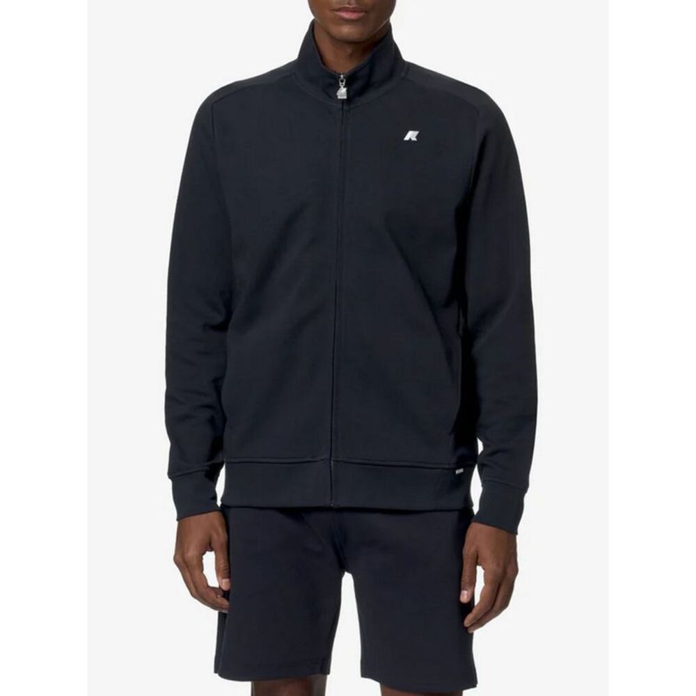 K-Way Cotton Zip-Up Jumper With High Neck And Contrast Logo